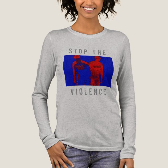 Camiseta Triblenda Gráfico de la guerra negra azul rojo "Alto a la vi (Anverso)