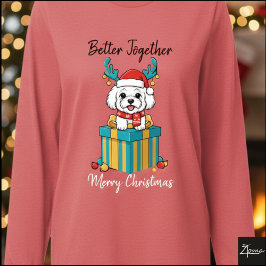 Camiseta Triblenda Gráfico de regalo de bufanda de reno Bichon de Nav