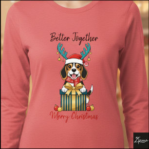 Camiseta Triblenda Gráfico de regalo de bufanda de reno de Beagle de 