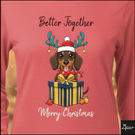 Camiseta Triblenda Gráfico de regalo de bufanda de reno de Dachshund 