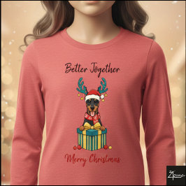 Camiseta Triblenda Gráfico de regalo de bufanda de reno Doberman de N