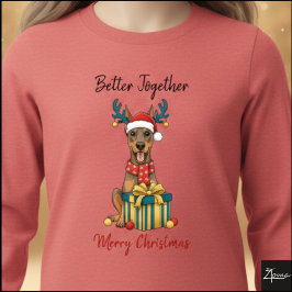 Camiseta Triblenda Gráfico de regalo de bufanda de reno Doberman de N
