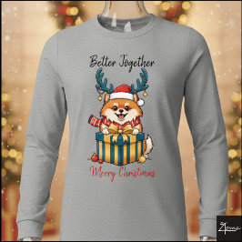 Camiseta Triblenda Gráfico de regalo de bufanda de reno Pomerania de 