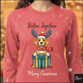 Camiseta Triblenda Gráfico de regalo de reno con bronceado de Navidad