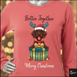 Camiseta Triblenda Gráfico de regalo de reno de Navidad marrón Pointe