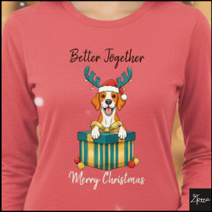 Camiseta Triblenda Gráfico de regalo de reno Pointer blanco de Navida