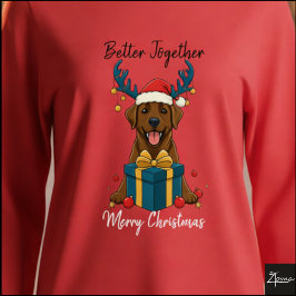 Camiseta Triblenda Gráfico de Reno Regalo de Labrador Brown de Navida