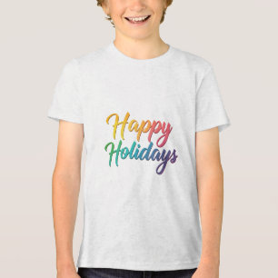 Camiseta Triblenda Gráfico de texto Rainbow Happy Holidays