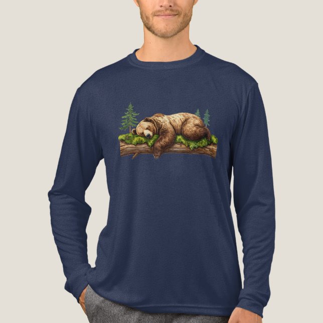 Camiseta Triblenda Gráfico de vida salvaje masculino en oso durmiente (Anverso)
