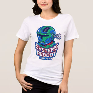 Camiseta Triblenda Gráfico del Casco Cibernético de Reinicio de Siste