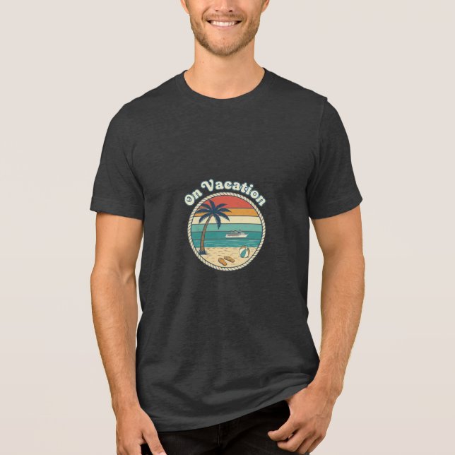 Camiseta Triblenda Gráfico retro de vacaciones de cruceros por la isl (Anverso)