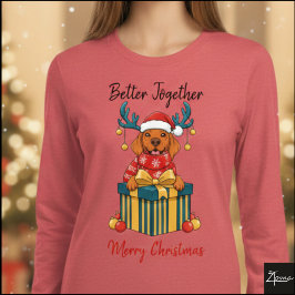 Camiseta Triblenda Gráfico Rojo de Vizsla de Navidad Reno Regalo