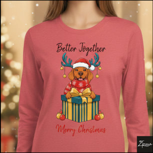 Camiseta Triblenda Gráfico Rojo de Vizsla de Navidad Reno Regalo