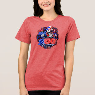 Camiseta Triblenda Gráficos de fuegos artificiales patrióticos de Geo