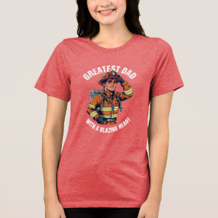 Camiseta Triblenda Gran papá con un héroe de bomberos de corazón desl