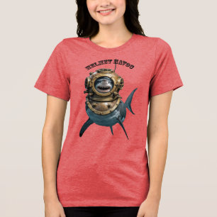 Camiseta Triblenda Gran Tiburón Blanco Dentro de un Casco de Buceo UR