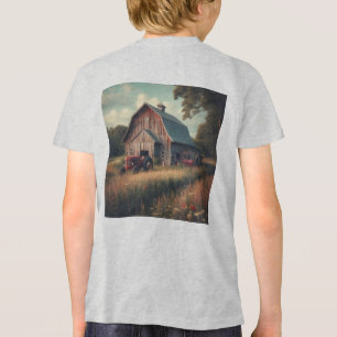 Camiseta Triblenda Granero rústico antiguo y tractores viejos
