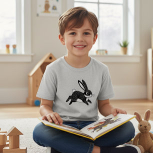 Camiseta Triblenda Gray Kids T-Shirt with Black and White Bunny