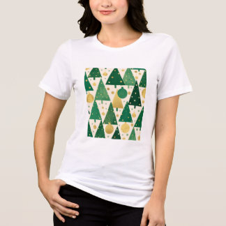 Camiseta Triblenda Green and Gold Abstract Christmas Tree Pattern