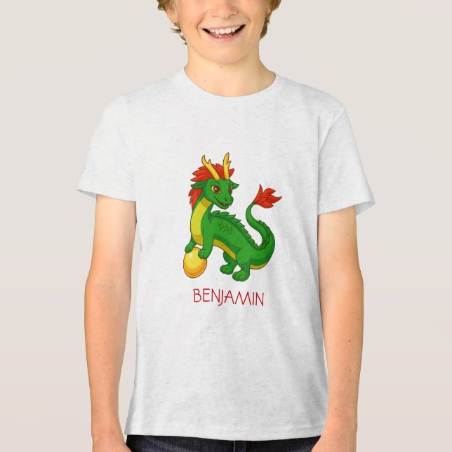 Camiseta Triblenda Green Chinese Dragon Custom Name (Anverso)