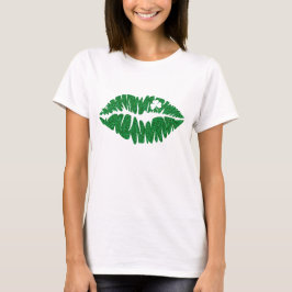 Camiseta Triblenda Green Girly Purpurina Shamrock Lips | St. Patrick'