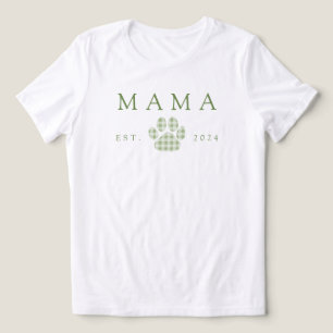 Camiseta Triblenda Green Mama Gingham Paw Print Birday
