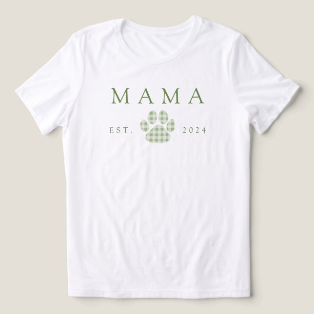 Camiseta Triblenda Green Mama Gingham Paw Print Birday (Diseño delantero )