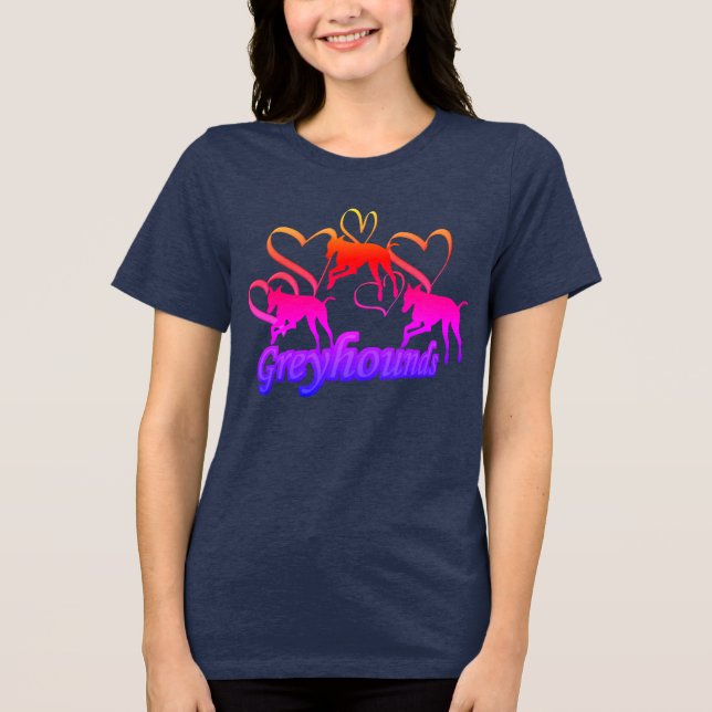 Camiseta Triblenda Greyhounds And Hearts Rainbow (Anverso)