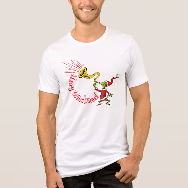 Camiseta Triblenda Grinch Blowing the Merry Grinchmas Horn (Anverso)