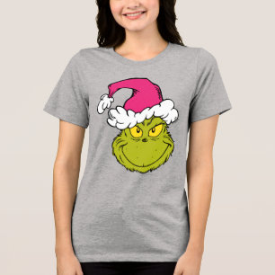 Camiseta Triblenda Grinch con sombrero rosa de Santa