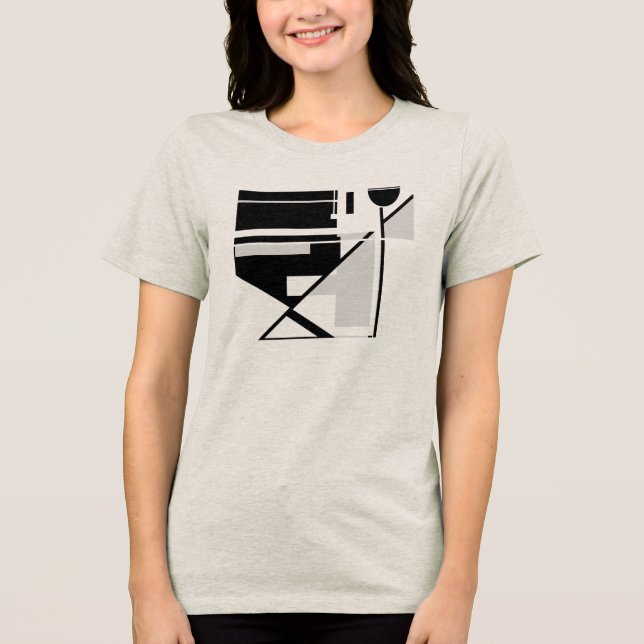 Camiseta Triblenda Gris Negro Geométrico Resumen Arte Negrita MCM Peq (Anverso)