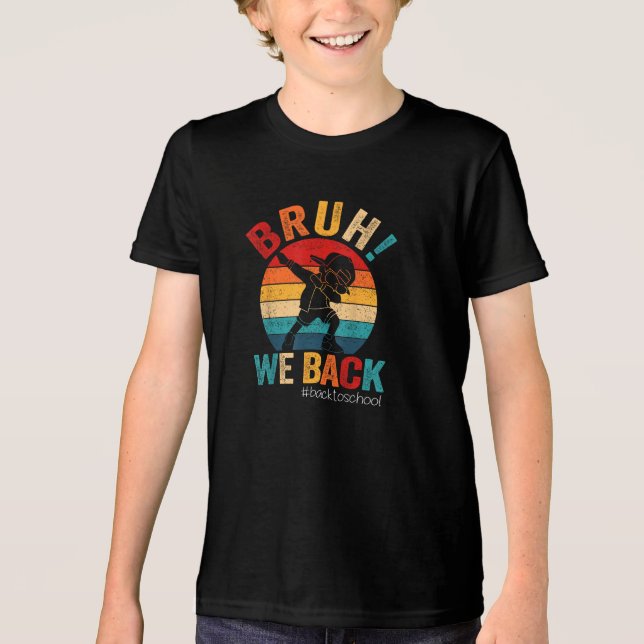Camiseta Triblenda Groovy Bruh Respaldamos a los profesores niños gra (Anverso)