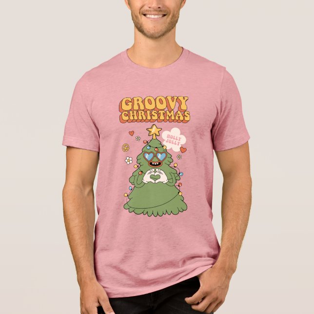 Camiseta Triblenda Groovy Christmas Tree - Holly Jolly Vibes (Anverso)