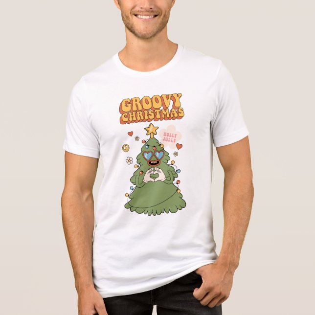 Camiseta Triblenda Groovy Christmas Tree - Holly Jolly Vibes (Anverso)