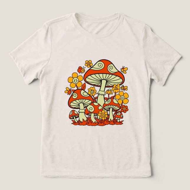 Camiseta Triblenda Groovy Mushroom Garden Delight (Diseño delantero )