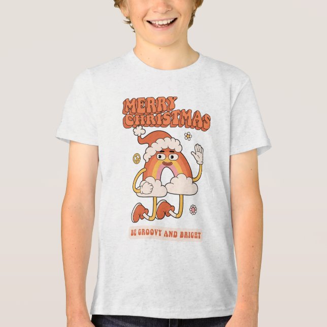 Camiseta Triblenda Groovy Navidades arcoiris - Sean brillantes y merr (Anverso)