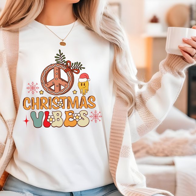 Camiseta Triblenda Groovy Retro Navidades vibes signo de paz (Subido por el creador)