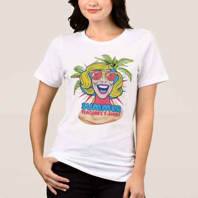 Camiseta Triblenda Groovy Summer Vibes Smiley Tee para profesores (Anverso)