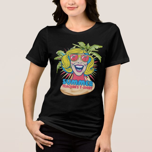 Camiseta Triblenda Groovy Summer Vibes Smiley Tee para profesores (Anverso)