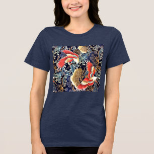Camiseta Triblenda GRULLAS VOLADORAS, OLAS, FLORES DE PRIMAVERA Flora