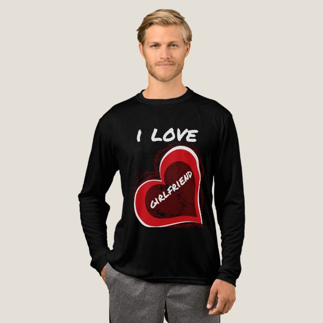 Camiseta Triblenda Grunge Style I Love My Girlfriend Heart Design (Anverso Completo)