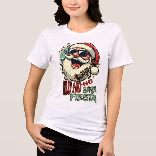 Camiseta Triblenda Guay divertido Santa Claus con gafas de sol - Ho-h (Anverso)