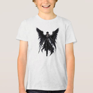 Camiseta Triblenda Guerrero Ángel Oscuro con Alas Negras Gigantes