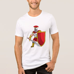 Camiseta Triblenda Guerrero antiguo con espada y escudo en casco