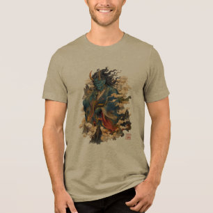 Camiseta Triblenda Guerrero Demonio Oni Azul   Mitología Yokai Japone