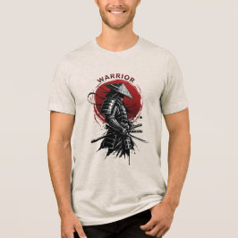 Camiseta Triblenda Guerrero Samurái Sol Naciente Estilo de Tinta Japo