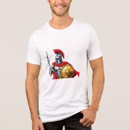 Camiseta Triblenda guerrero sosteniendo espada y escudo listo para la