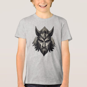 Camiseta Triblenda Guerrero Vikingo Lobo - Diseño de Máscara Nórdica 