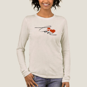 Camiseta Triblenda Guión de Amor Elegante Corazones Minimalistas Bord