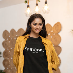 Camiseta Triblenda Guión de mamá en blanco y negro Corazones lindos